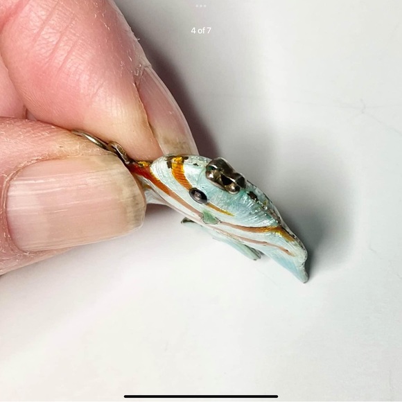 Vintage Silver Enamel Angel Fish Pendant - Picture 6 of 7